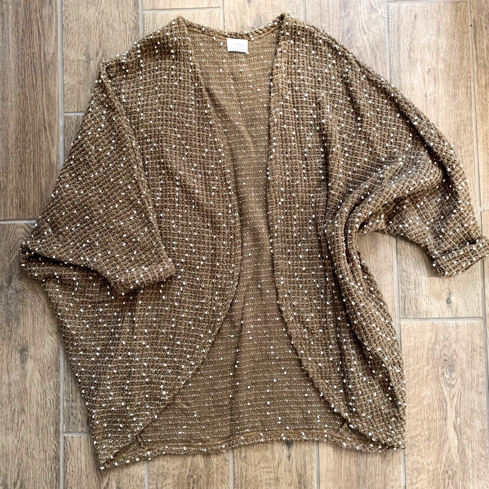 Chunky Loose Fit Marled Knit Sweater Brown Small